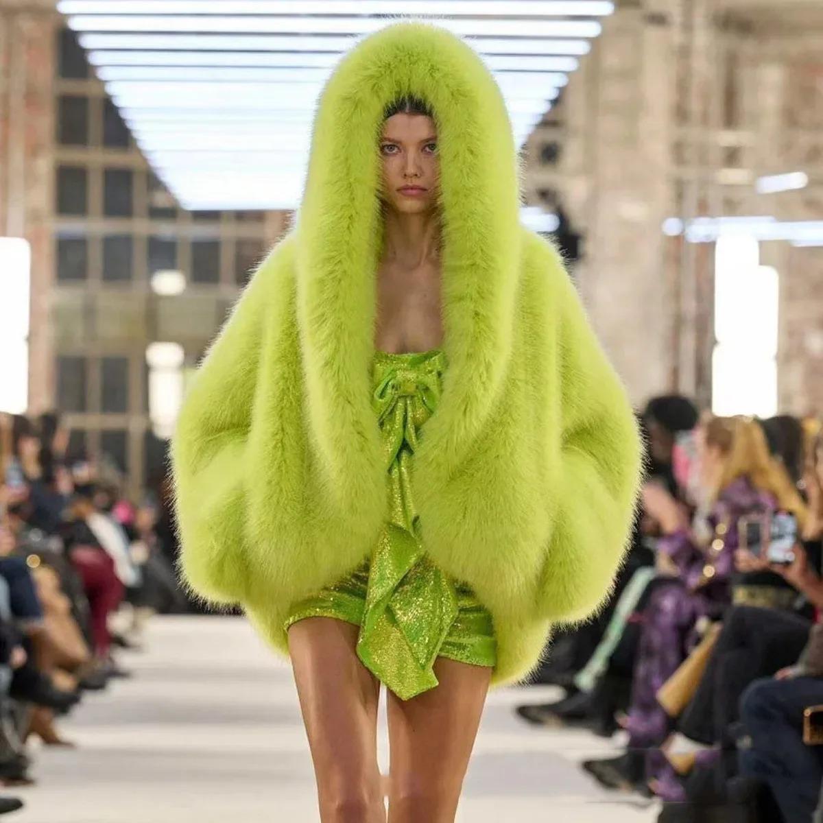 

VAYLA Женское пальто из искусственного меха Модное Теплое Зимнее Пушистое С Длинным Рукавом С Капюшоном Женские Пальто Свободное Пушистое Короткое Меховое Пальто Женская Верхняя Одежда XXL зелёный