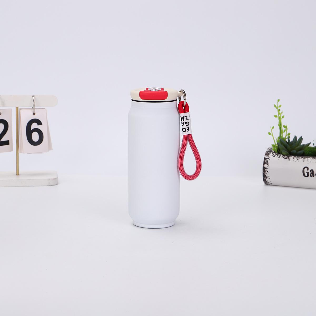 

Double-Layer Stainless Steel Travel Thermos with Easy-Pull Rope 500ml белый