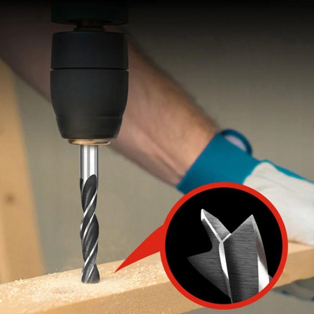 5PCS 4/5/6/8/10mm Three-pointed Woodworking Drill 1/4" Hex Shank Twist Dril Bit Wood Hole Opener