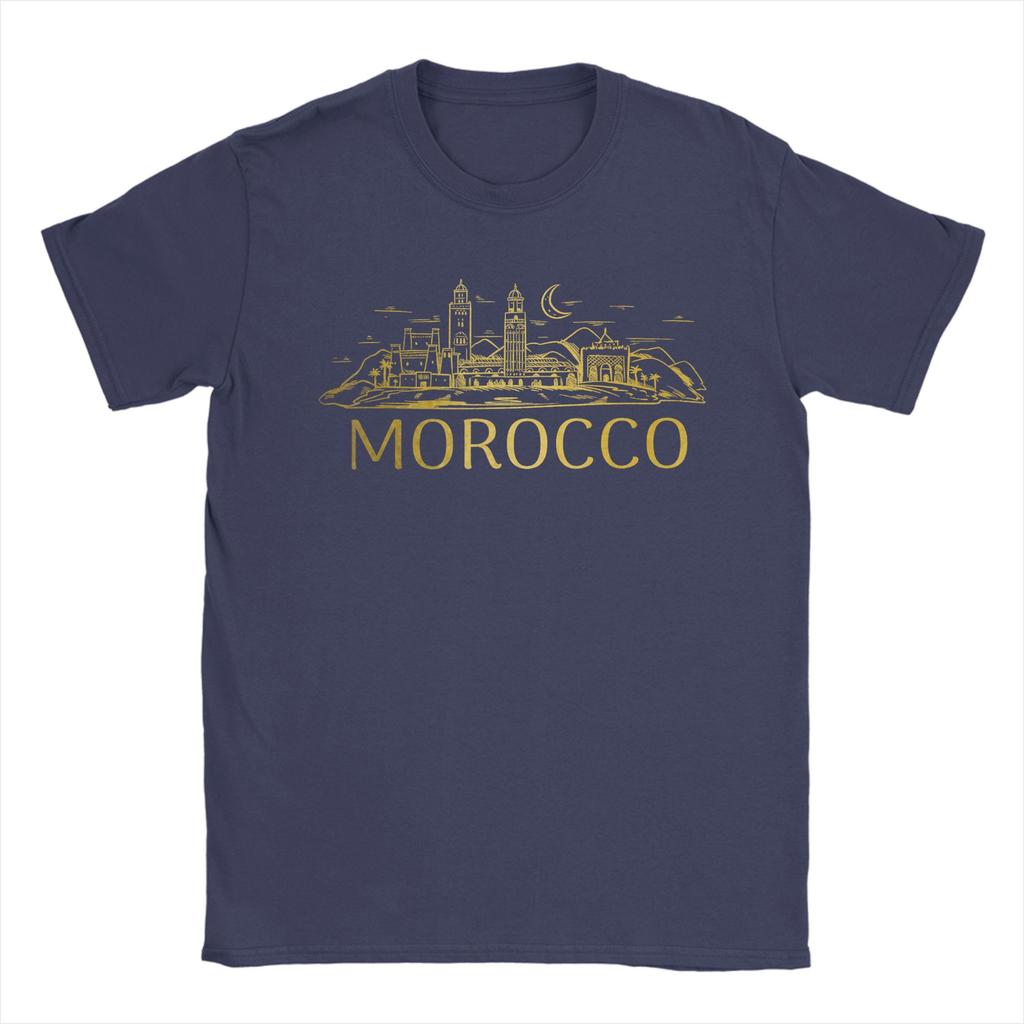 Marokko Skyline Marrakesch Vintage Marokkanisches T-Shirt Sommer T-Shirts Reine Baumwolle Rundhals Große Größen Kleidung Kurzärmeliges T-Shirt