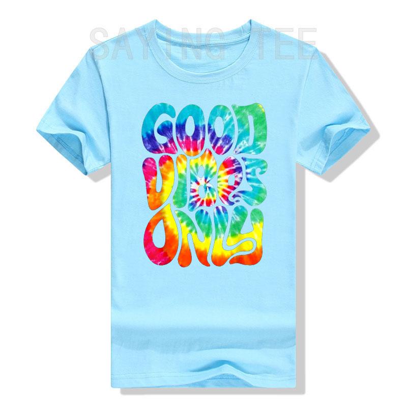 

GOOD VIBES ONLY Retro Groovy Halloween Peace Love Hippie 60s 70s 80s Costume T-Shirt Sayings Graphic Tie Dye Tee Fashion Tops 4XL