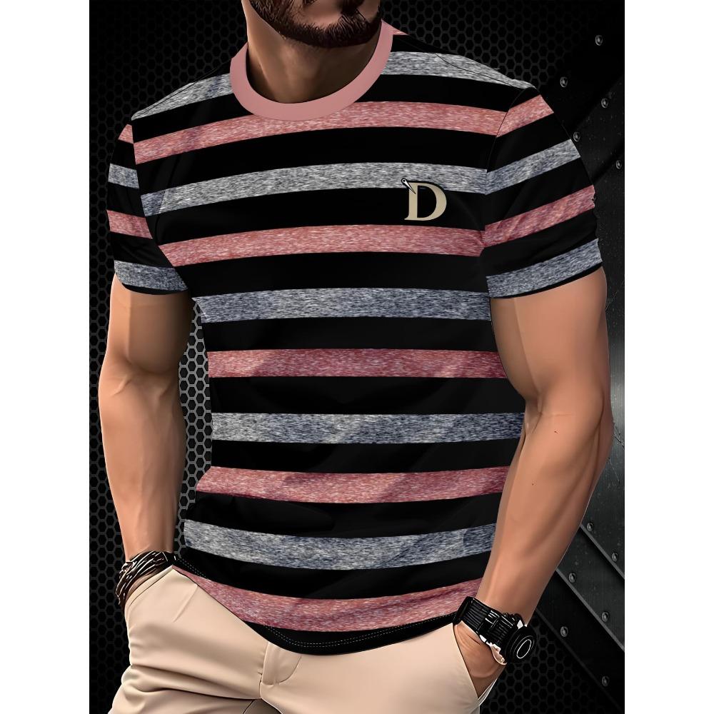 

3D Trendy Printed Pattern - Short Sleeved Round Neck T-shirt, Casual Short Sleeved, Sporty XS
