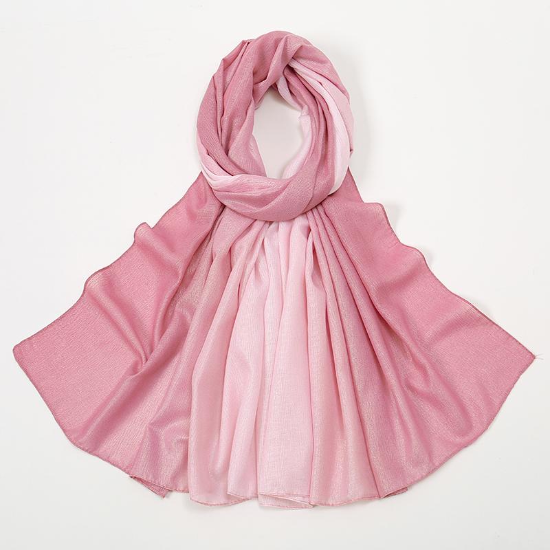 Women Glitter Shiny Hijab Scarf Gradient Shawls Muslim Ombre Turban Islam Ladies Shimmer Elegant Stole Gradient Shawl Tippet
