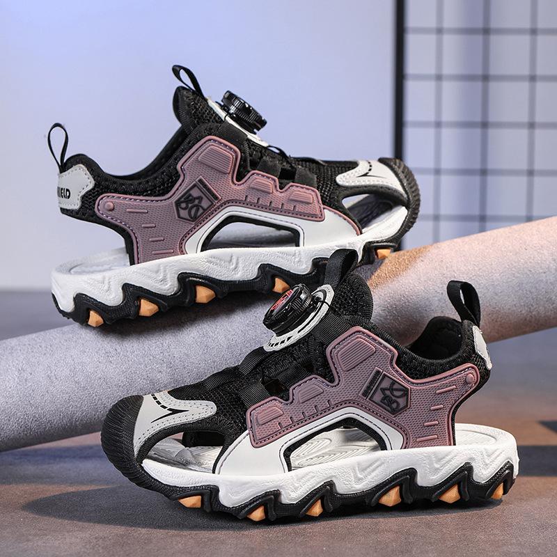 Boys 2025 summer new waterproof and lightweight middle and older children's rotating mouth outdoor sports sandals spot sandals