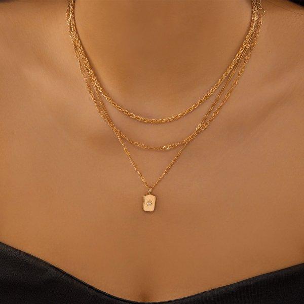 Vintage Gold Color Long Chain Drop Necklaces for Women Simple Metal Geometric Bead Tassel Choker Girls Party Aesthetics Jewelry