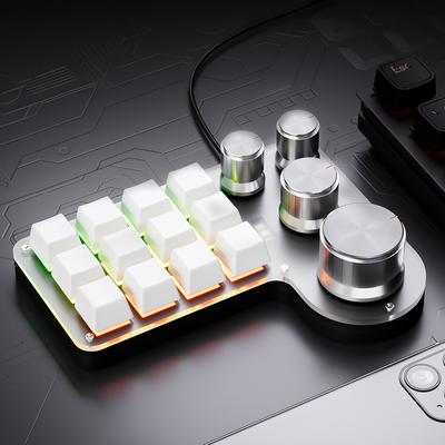 מקלדת 12 מקשים 4 כפתורים תכנות מאקרו RGB USB קווית/תואמת בלוטות' פוטושופ מקלדת גיימינג Hot-swap מתג אדום