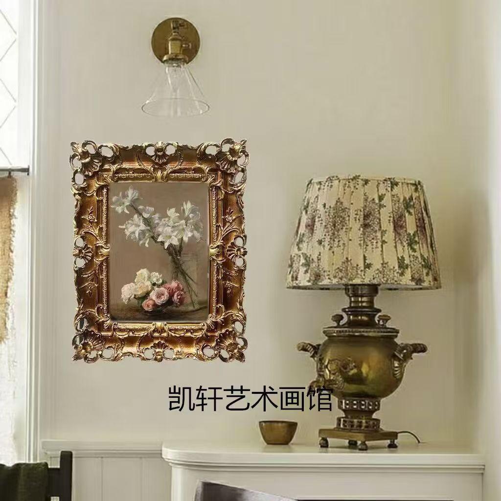 Bildram i vintage-stil Rektangulär Präglad Bordsskiva Väggmontering Harts Fotoram för Dekoration Hemkonst Porträtt