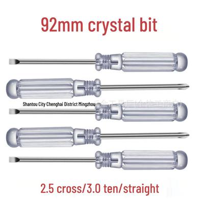 Transparenter Kristall 92mm Schraubendreher, 2,5/3,0mm Kreuzschlitz & Schlitz, Demontagewerkzeug für Möbel
