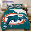 Miami Dolphins Pattern Bedding Quilt Set Quilt Cover Pillowcase Home Decoration Birthday Gift (1 * duvet cover + 2 * pillowcase, without core)