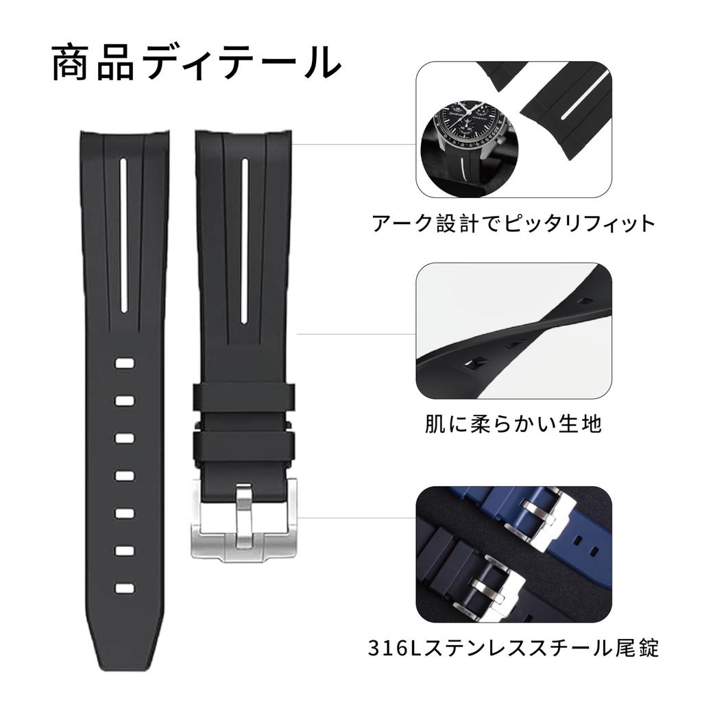 Sibehill 22mm Replacement Silicone Watch Band for Blancpain X Swatch with Bioceramic Scuba Fifty (Compatible Fathoms)