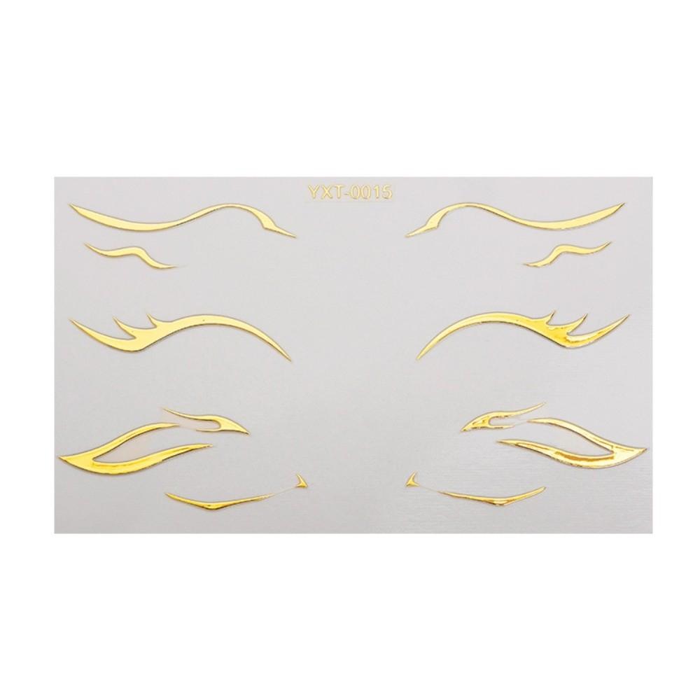 10 PCS Waterproof Eyeliner Eyebrows Tattoo Stickers Glitter Silver Laser Eye Make-up Stickers Aurora Gold