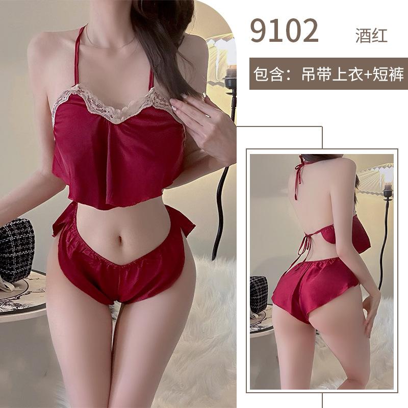 

Новое сексуальное нижнее белье, сексуальный комплект шорт с кружевной шнуровкой и карманом на животе, кружевное белье для чистой девушки, сексуальная женщина average size [wearable weight: within 65kg] бордовый