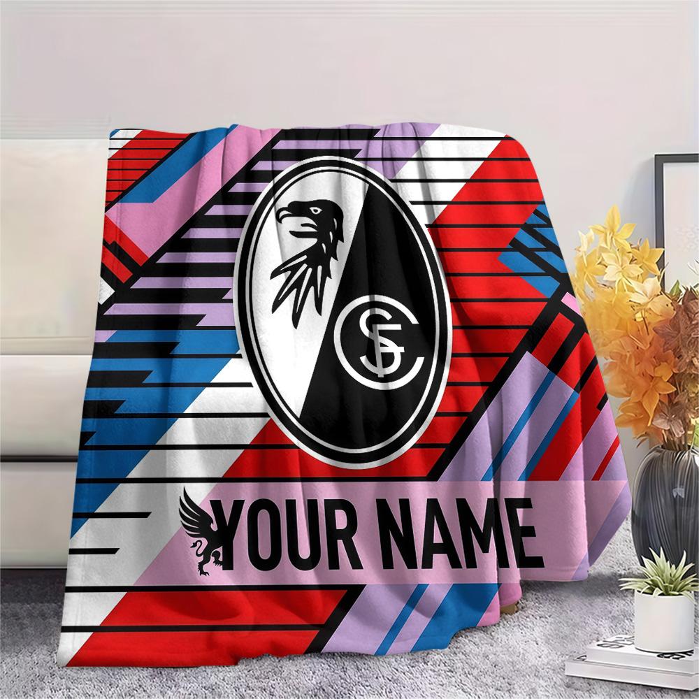 Custom Name SC Freiburg Flannel Blanket, High Quality Comfortable for All Seasons, Home Decor, Warmth and Comfort