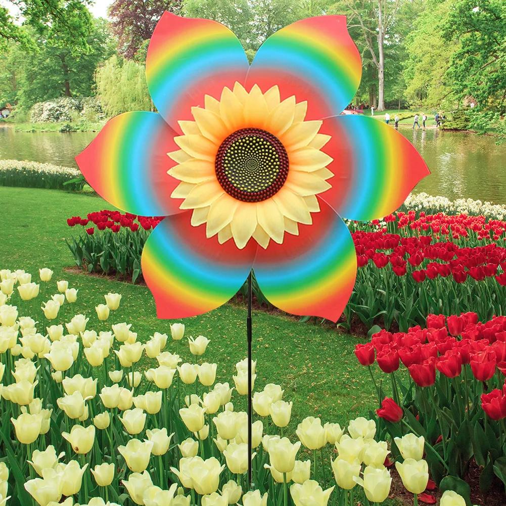 

Подсолнух Ветряк Красочный Цветок Стоячий Ветрячок Подсолнух Ветряная Мельница Колышек Садовый Декор для Вечеринки на Открытом Воздухе