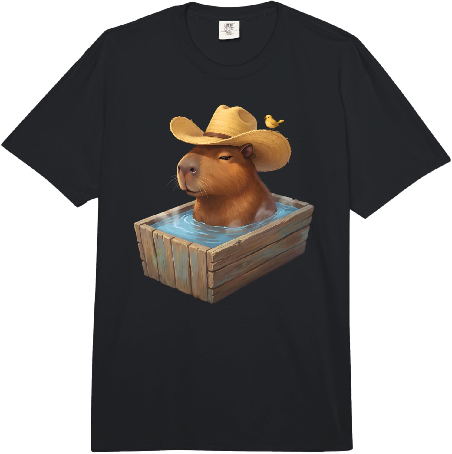 

Cute Capybara Wearing Cowboy Hat in Bathtub Funny Western Comfort Colors Adult Heavyweight T-Shirt S разноцветный