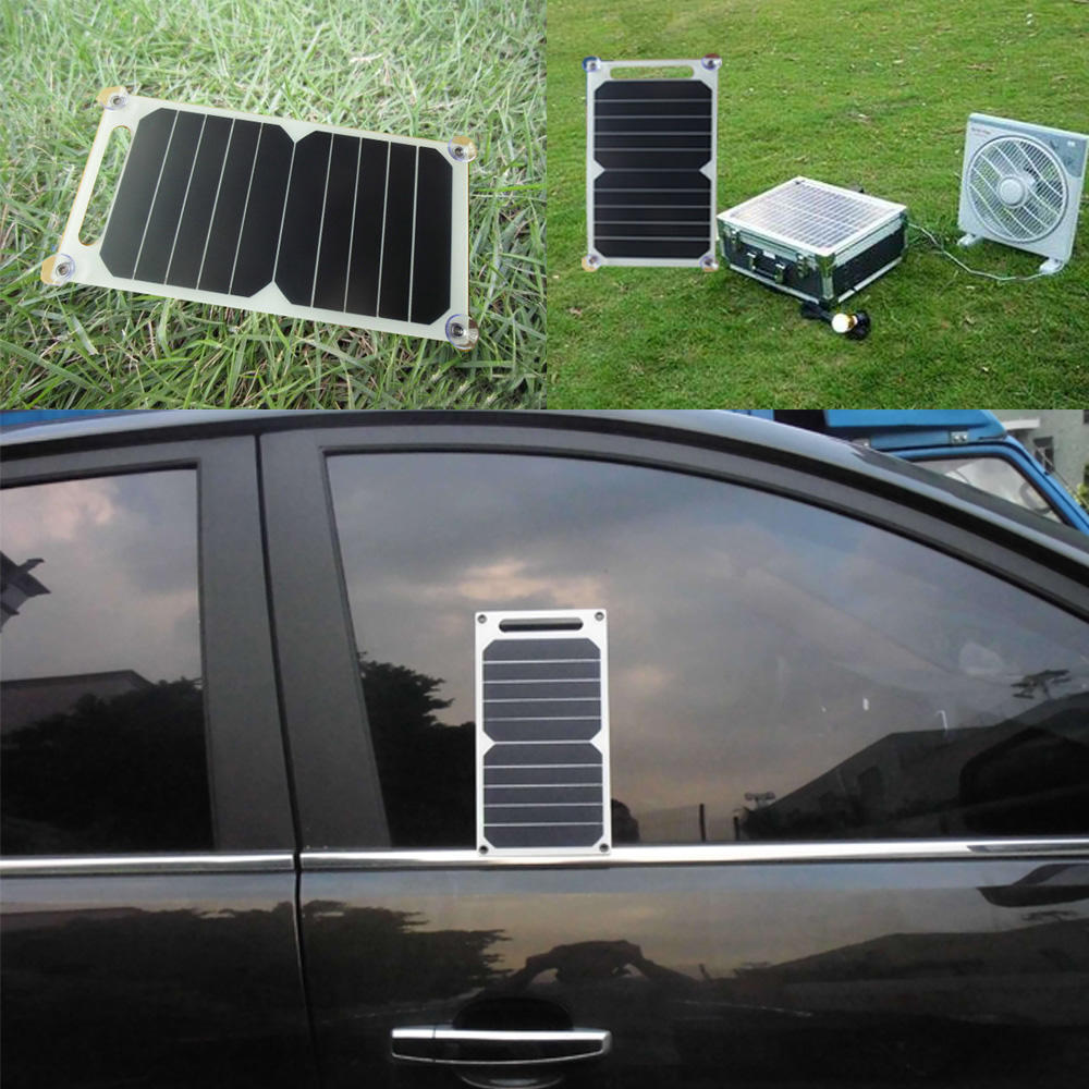 Solar Charger 10W Portable Ultra Thin Monocrystalline Silicon Solar Panel 5V USB Ports for iPhone 6s/6/Plus iPad Galaxy S6/S7/Ed
