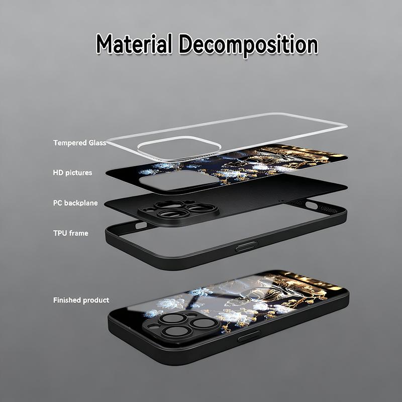 Lotus Creative Buddha Statue Tempered Glass Phone Case For iPhone 17 13 12 11 Pro Max 16 15 14 Plus 16E 17Air X XR XS 7 8 Cover