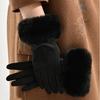 Soft Winter Suede Gloves Velvet Women Cycling Mittens Skiing Pu Leather Gloves  Autumn