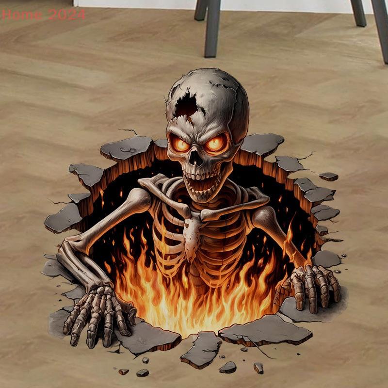 Halloween Wall Stickers 3D Effect Broken Wall Zombies Broken Wall Floor Stickers Pvc Self-adhesive Bedroom Living Room Horror