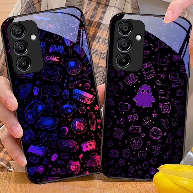 Dream Space Svart Grön För Samsung Galaxy A15 5G 54 4G 51 50 24 35 90 71 12 51 53 52S 80 22 34 Svart Härdat Glas Telefonfodral