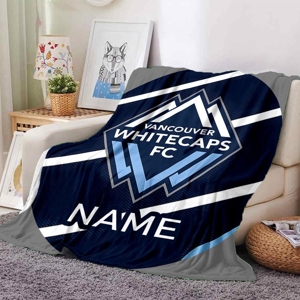 Custom Name Vancouver Whitecaps FC Jersey blanket for Couch & Bed, Plush Cozy Fuzzy Blanket Super Soft & Warm Blankets for Fall and Winter. 0908245