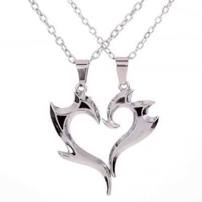 Men Women Lover Couple Heart Pendant Choker Chain Fashion Necklace