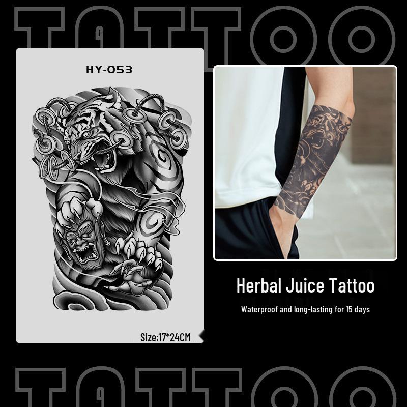 Japanese Traditional Tattoo Waterproof Sticker: Men's Long-lasting Floral Arm Pattern.