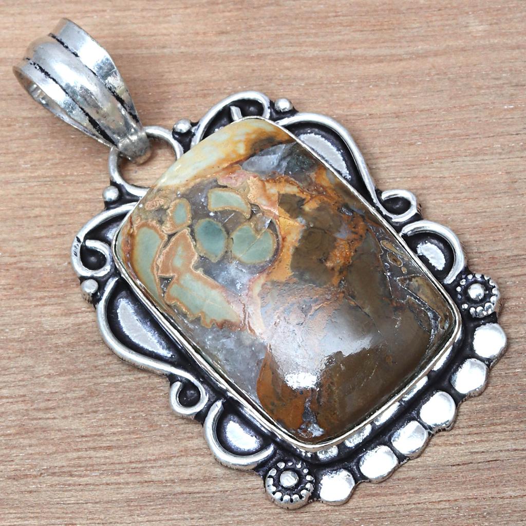 Pendant Wild Horse Jasper Gemstone Valentine'Day Gift Silver Jewelry 2"