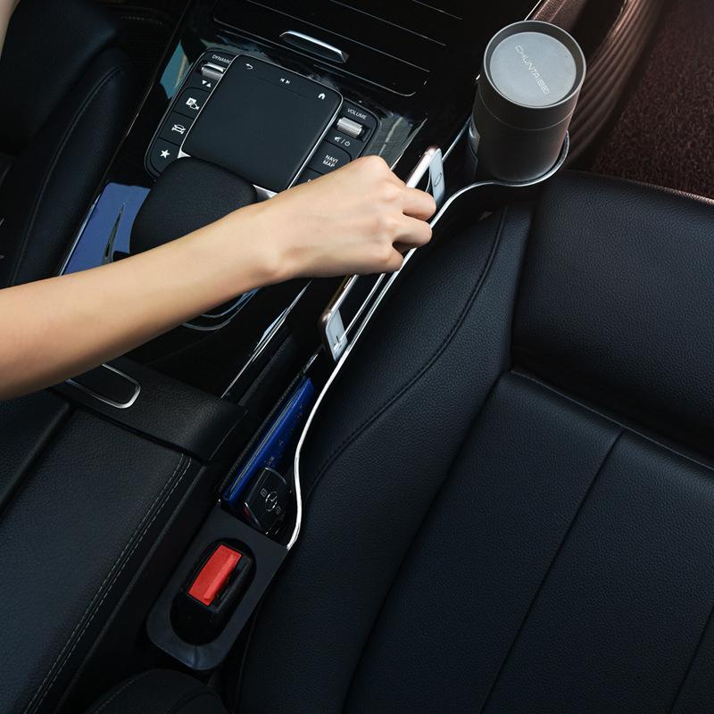 Remplisseur d'espace pour siège auto S avec organisateur - Remplisseur d'espace latéral de siège de voiture amélioré avec porte-gobelet et support de téléphone - Organisateur d'espace pour siège auto