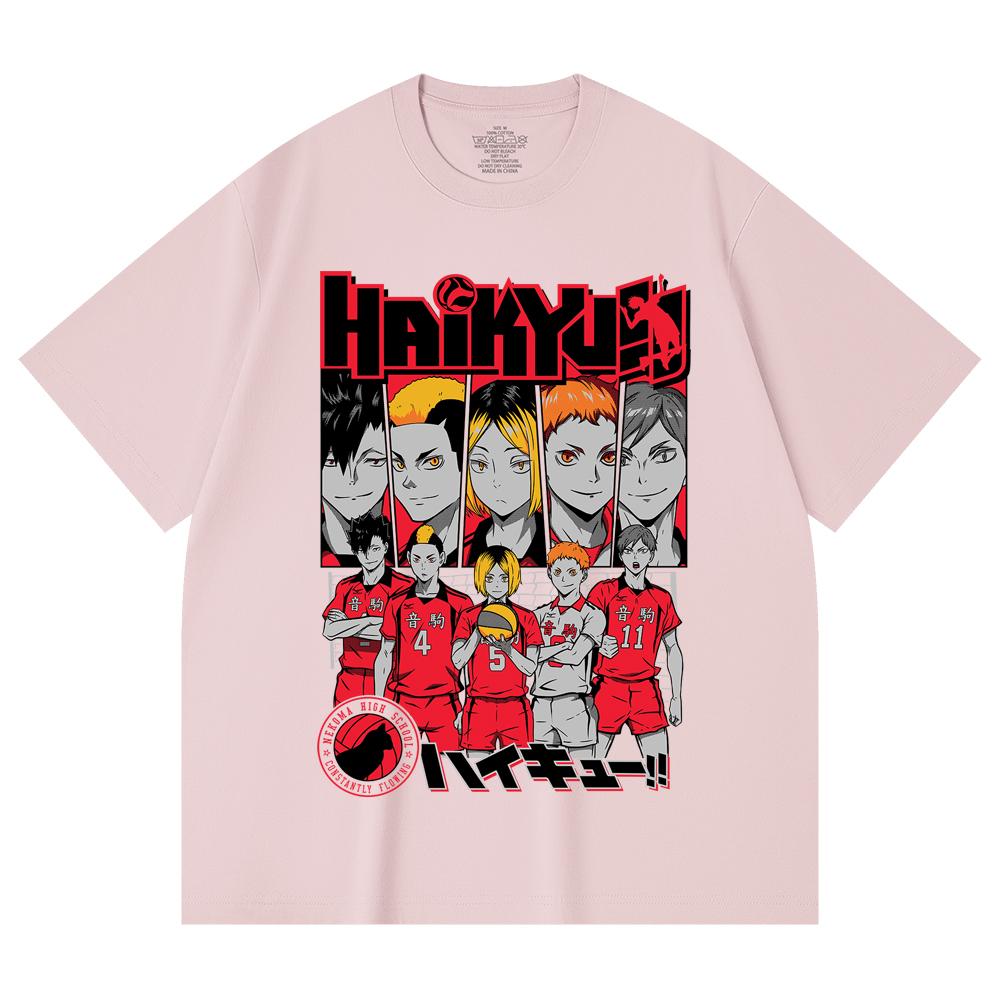 230 Gsm 100% Cotton Haikyu V8 Nekoma High Print Unisex Heavy Cotton T Shirt