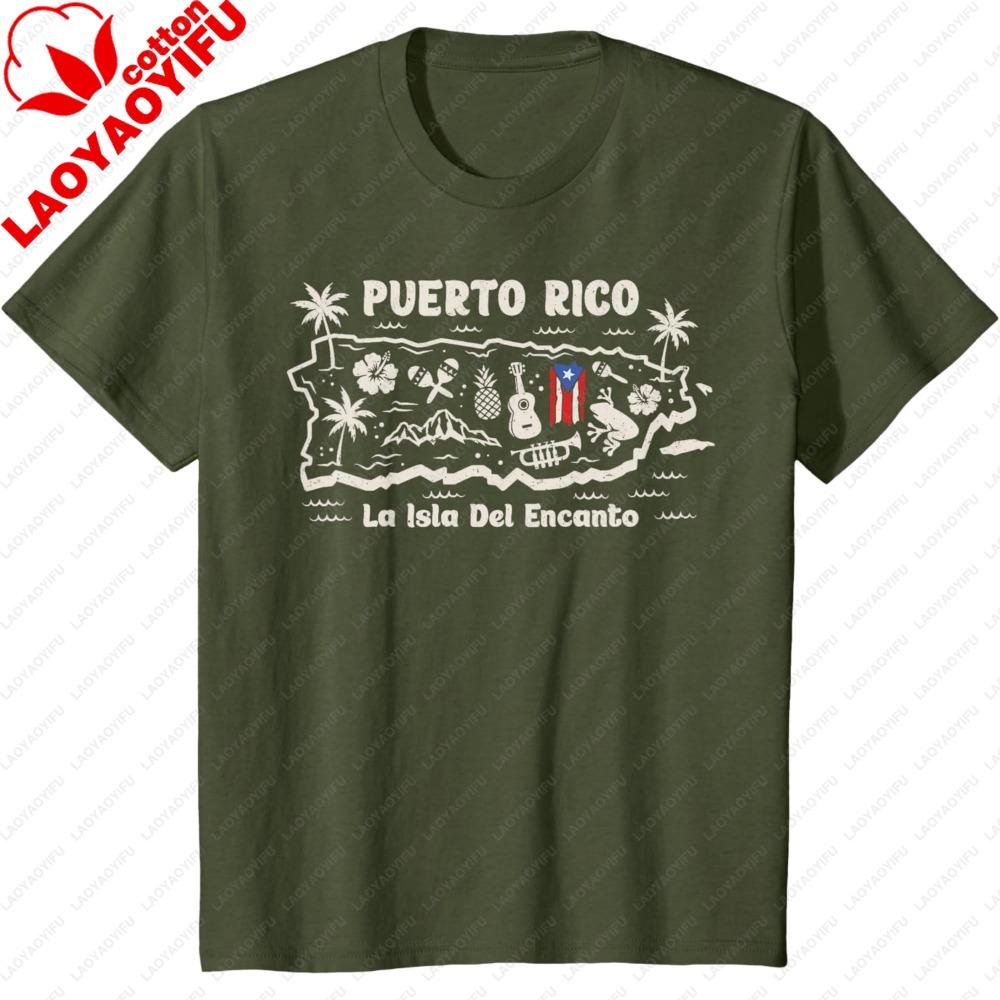 Puerto Rico La Isla Del Encanto Puerto Rican Flag Retro TShirt Unisex Oneck Short Sleeve Printed Tees Fashion Streetwear Tees S
