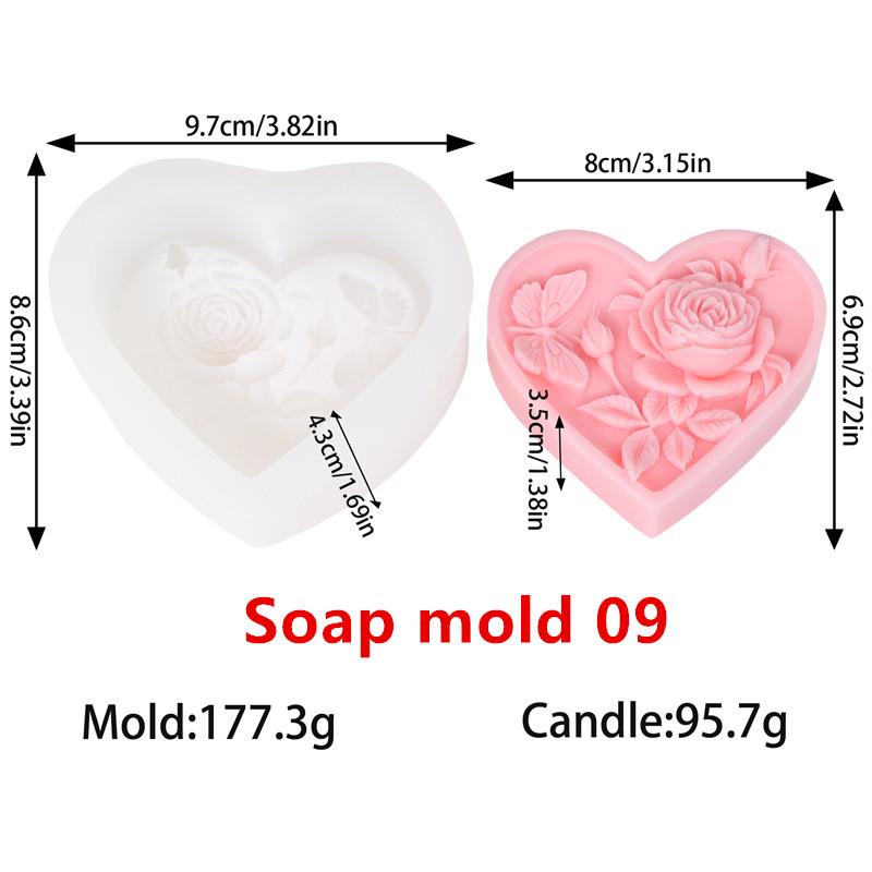 3D Love Rose Silicone Soapr Molds DIY Wedding Valentine's Day Heart Rose I Love U Silicone Soap Candle Mold Craft Art Candle