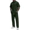 Men's Solid Color Textured Short Sleeved Trousers Suit Men's Casual Suit