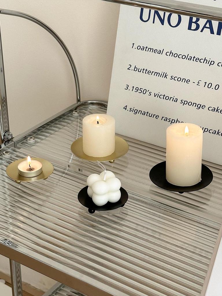 European Retro Wrought Iron Candle Holder and Jewelry Display Tray