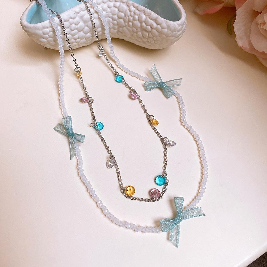 

Ожерелье-бант из титановой стали с цирконом, модное, легкое, роскошное, с высоким чувством стиля, цепочка на ключицу, универсальное, нишевое, темпераментное, женское