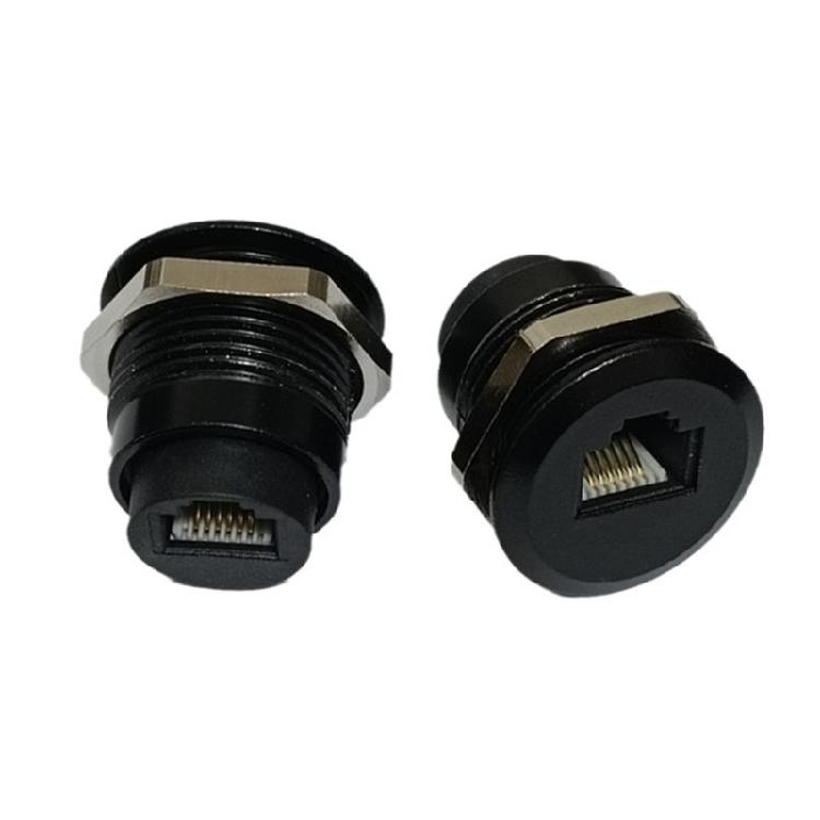 RJ12 6P6C Female Panel Mount Sockets Threaded Installation Kit for DSL Splitter Communication Systems