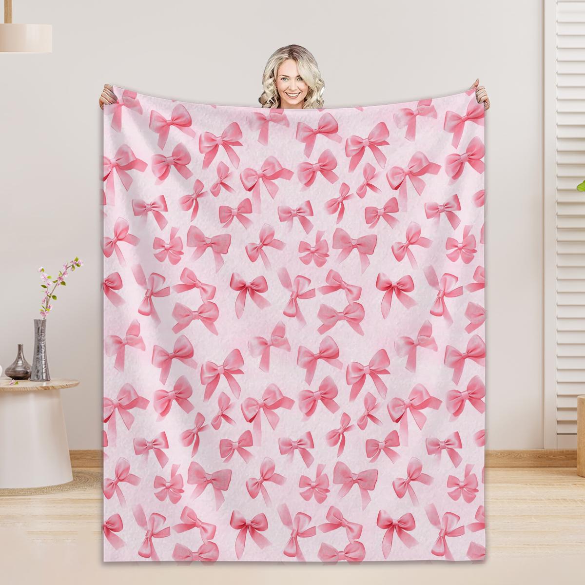 

Manta con lazo rosa, imágenes personalizadas con fotos, mantas de franela, regalo de cumpleaños para mamá, regalos para mamá 75x90CM