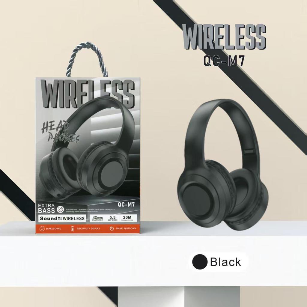 QCM7 Wireless Bluetooth Over-Ear Headphones for Apple with Heavy Bass