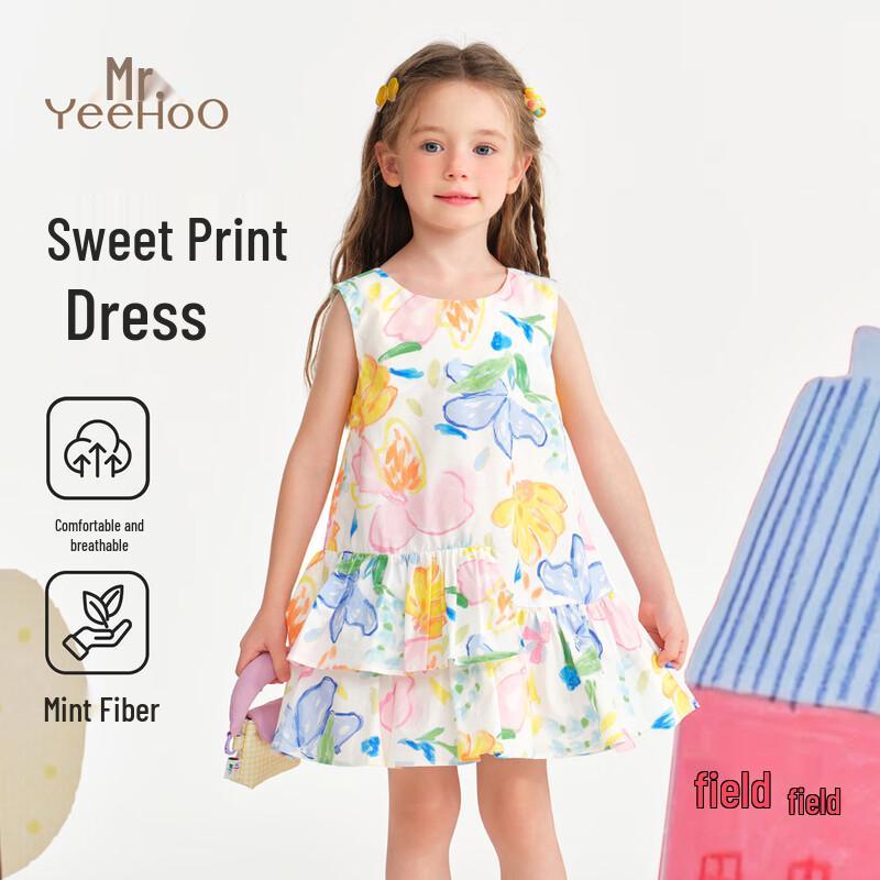 

YEEHOO Girls Sweet Printed Sleeveless Summer Dress 150