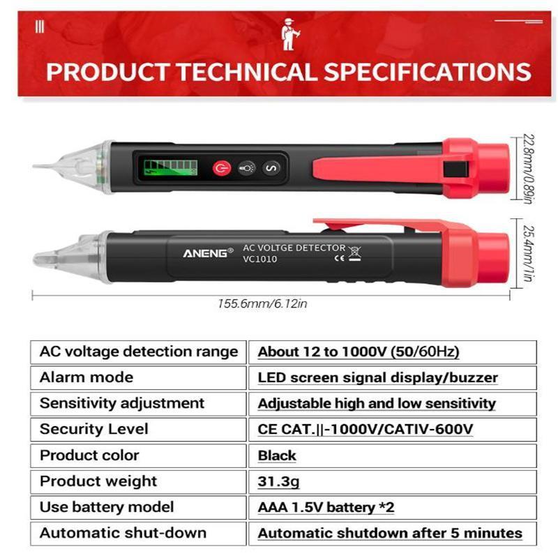 Digital Display Test Pen AC DC Voltage Detectors Smart Non Contact Tester 12 1000V Current Electric Sensor
