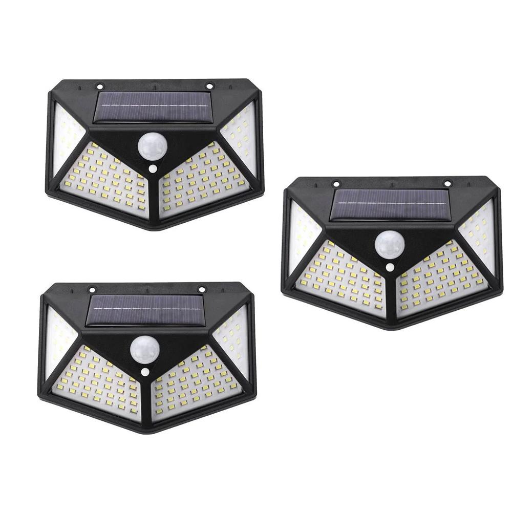 

Светодиодный настенный светильник на солнечной батарее со всех сторон, светящаяся индукционная лампа, водостойкая человеческая водонепроницаемая уличная лампа для двора, лестницы, садовый настенный светильник, декор 3 pcs