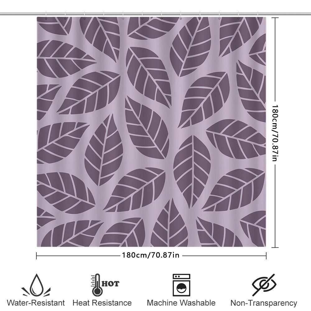 Leaf Pattern Shower Curtain: Lavender Color Waterproof Bathroom Decor Size Customizable For Home Decoration Supplies Accessories