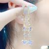 A Two-wear Pentagram Fringed Earrings Femininity Super Fairy Zircon Earrings Internet Celebrity Versatile Face Thin Ear Jewelry