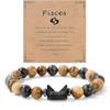 Tiger Eye Stone Zodiac Couple Beaded Bracelet - Natural European & American Style