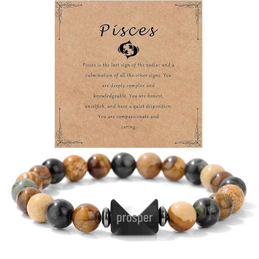 Tiger Eye Stone Zodiac Couple Beaded Bracelet - Natural European & American Style