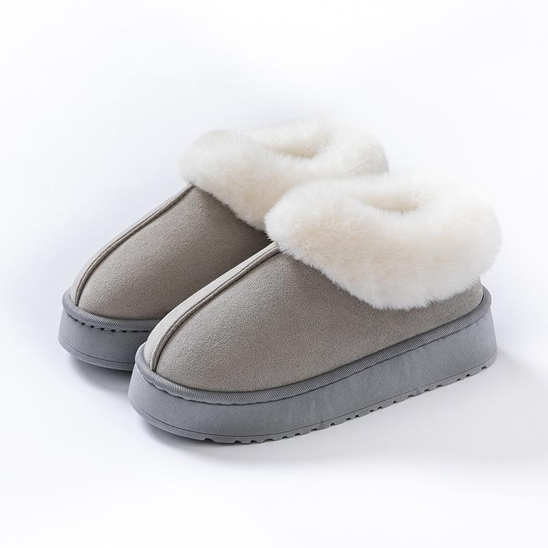 Bag heel cotton slippers, women's thick-soled velvet thickened winter cold-proof and warm cotton shoes, simple and versatile snow boots