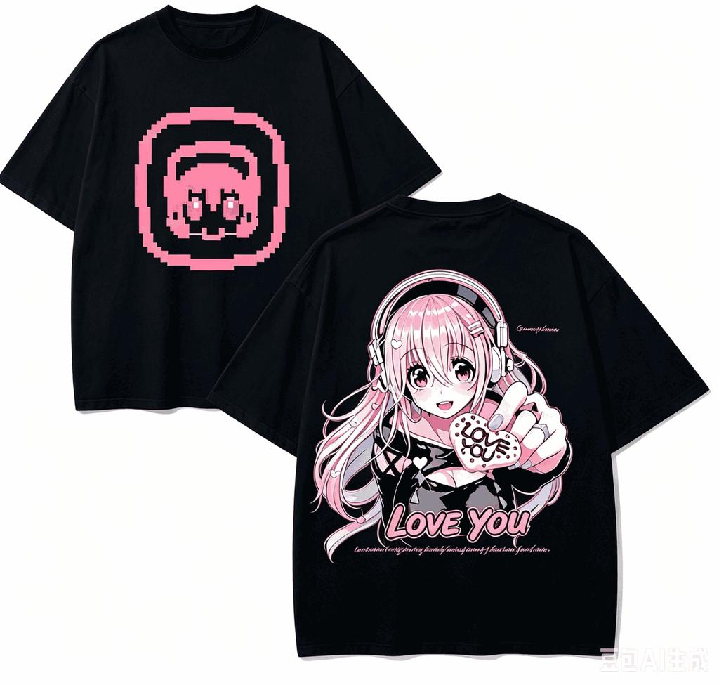 Super Sonico Anime Lover T-shirt Harajuku Cotton New Model High Street Oversized Unisex Retro