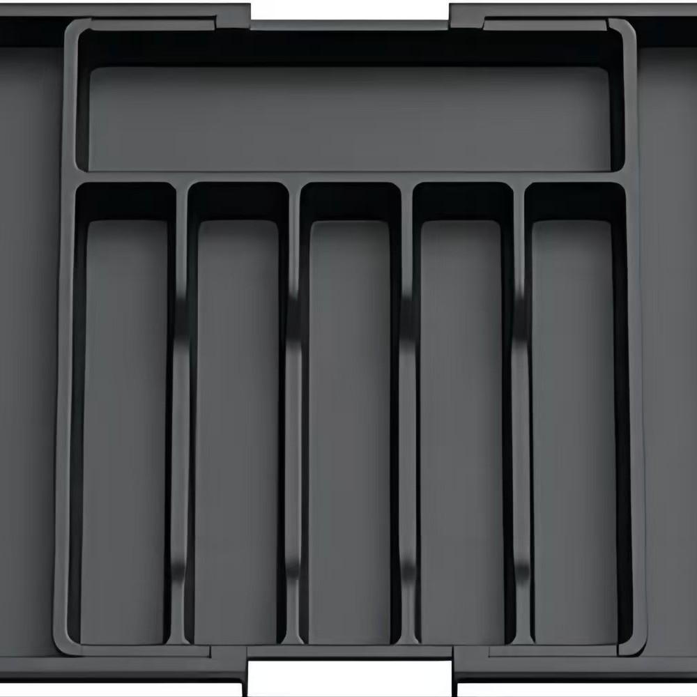 

Выдвижной органайзер для кухонного ящика для столовых приборов: Ножи, Вилки, Палочки для еды, Ложки, Щетки для мытья посуды чёрный