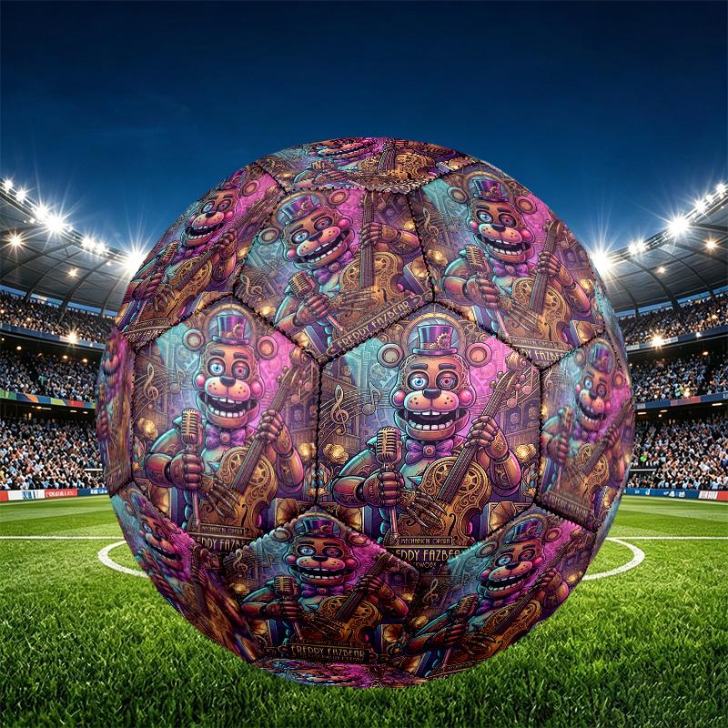 Five Nights at Freddy's Print Size 5 Soccer Ball, PU Wear Resistant Football for Match Training and Daily Practice, Birthday Gift for Soccer Fans