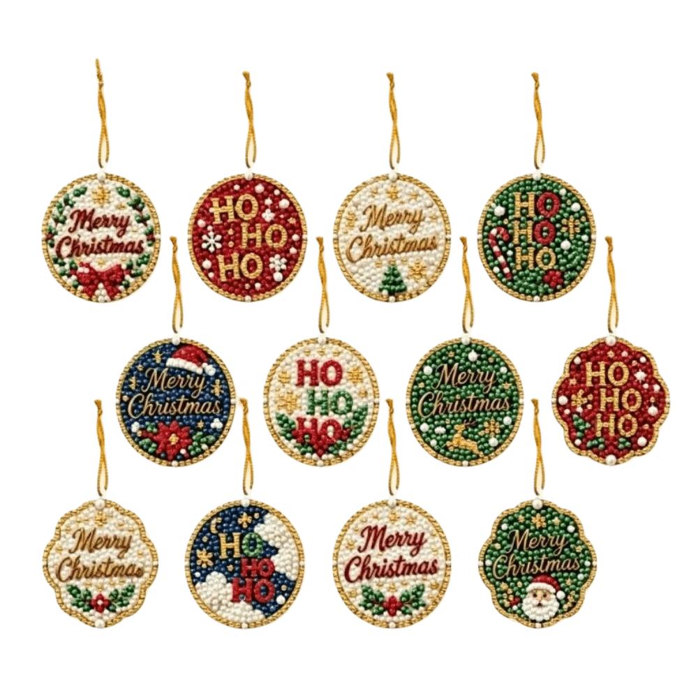 12 pcs Snowman Christmas Tree Hanging Pendant Xmas Tree DIY Rhinestone Pendant Art Kit  Christmas